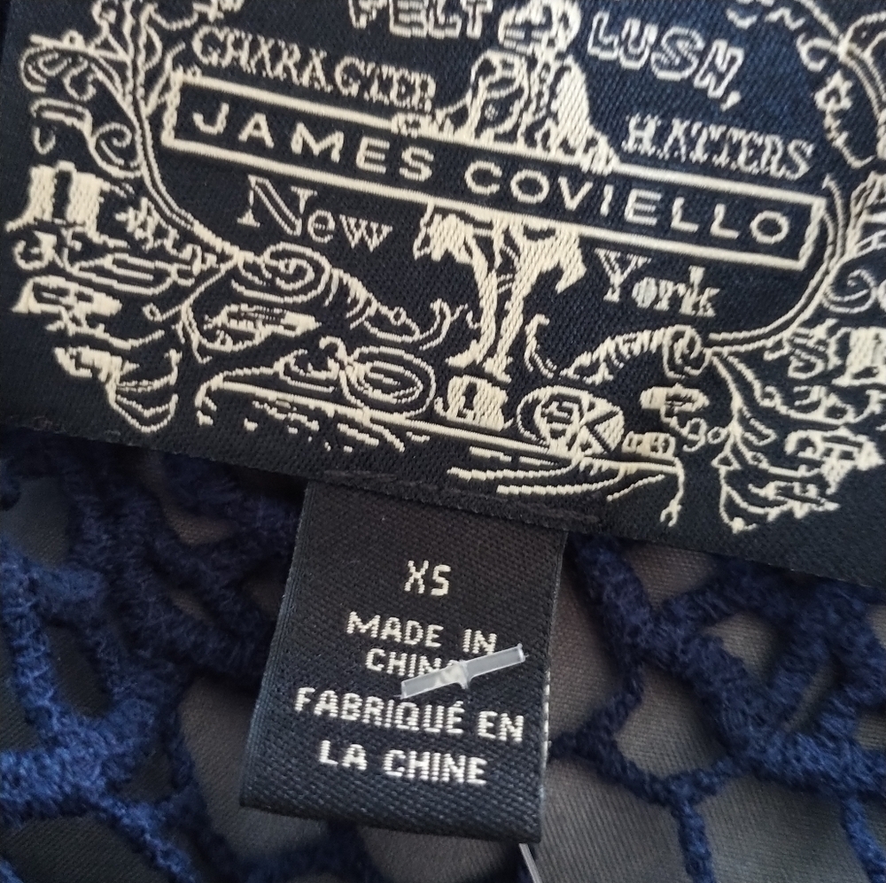 Anthropologie James Coviello Crochet Navy Top XS - Picture 11 of 11